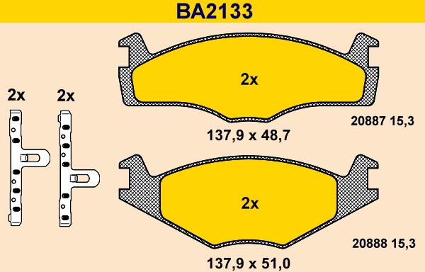 Barum BA2133 - Комплект спирачно феродо, дискови спирачки vvparts.bg