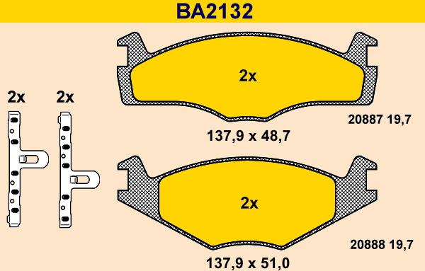 Barum BA2132 - Комплект спирачно феродо, дискови спирачки vvparts.bg