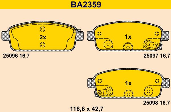 Barum BA2359 - Комплект спирачно феродо, дискови спирачки vvparts.bg