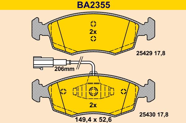 Barum BA2355 - Комплект спирачно феродо, дискови спирачки vvparts.bg