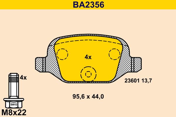 Barum BA2356 - Комплект спирачно феродо, дискови спирачки vvparts.bg