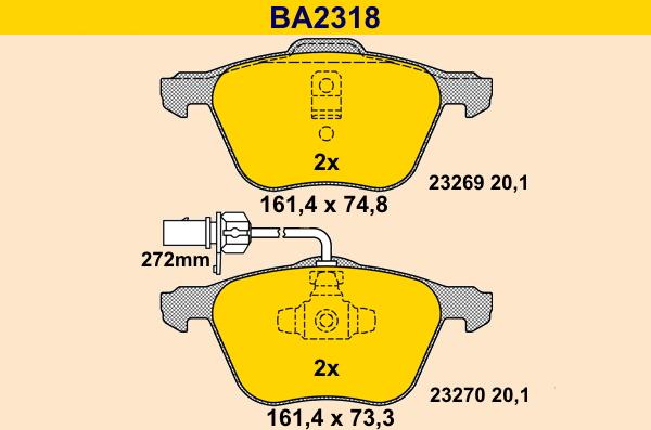 Barum BA2318 - Комплект спирачно феродо, дискови спирачки vvparts.bg