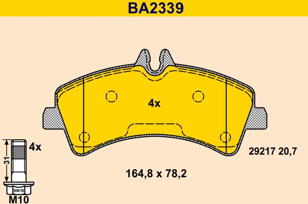 Barum BA2339 - Комплект спирачно феродо, дискови спирачки vvparts.bg