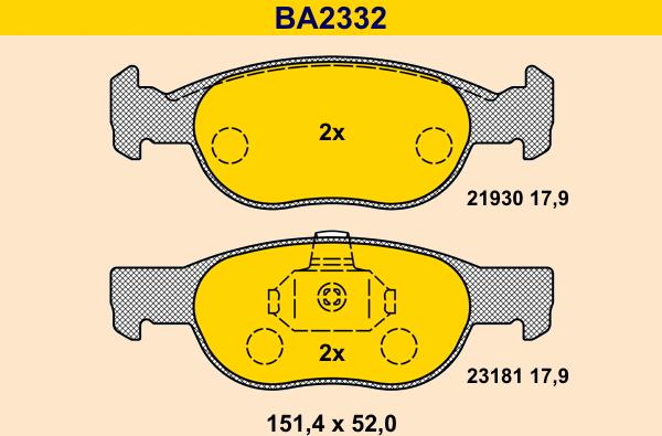 Barum BA2332 - Комплект спирачно феродо, дискови спирачки vvparts.bg