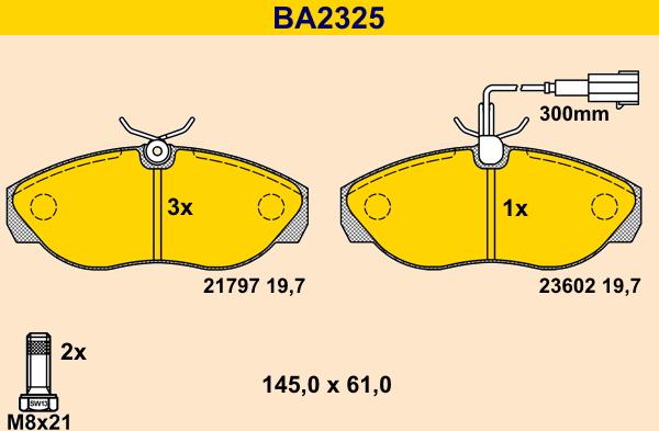 Barum BA2325 - Комплект спирачно феродо, дискови спирачки vvparts.bg