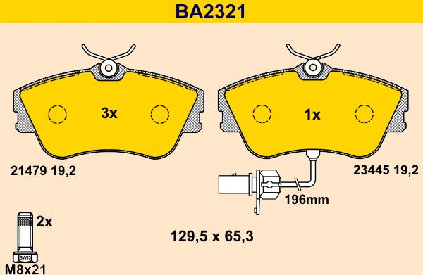 Barum BA2321 - Комплект спирачно феродо, дискови спирачки vvparts.bg