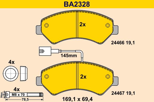 Barum BA2328 - Комплект спирачно феродо, дискови спирачки vvparts.bg