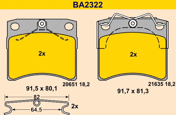 Barum BA2322 - Комплект спирачно феродо, дискови спирачки vvparts.bg