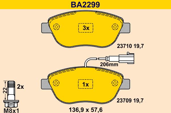Barum BA2299 - Комплект спирачно феродо, дискови спирачки vvparts.bg