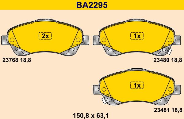 Barum BA2295 - Комплект спирачно феродо, дискови спирачки vvparts.bg