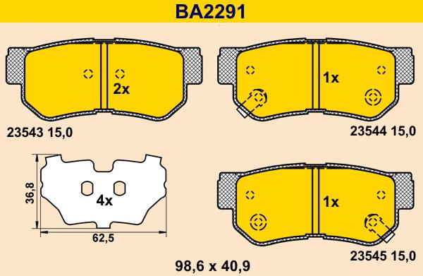 Barum BA2291 - Комплект спирачно феродо, дискови спирачки vvparts.bg