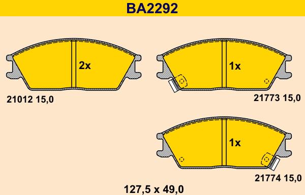 Barum BA2292 - Комплект спирачно феродо, дискови спирачки vvparts.bg