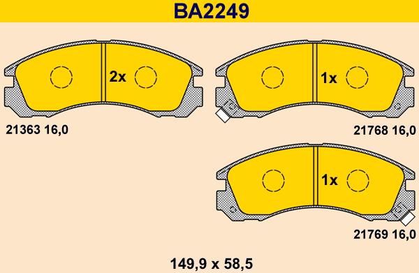 Barum BA2249 - Комплект спирачно феродо, дискови спирачки vvparts.bg