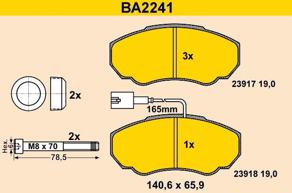 Barum BA2241 - Комплект спирачно феродо, дискови спирачки vvparts.bg