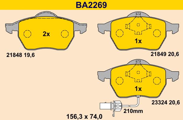 Barum BA2269 - Комплект спирачно феродо, дискови спирачки vvparts.bg