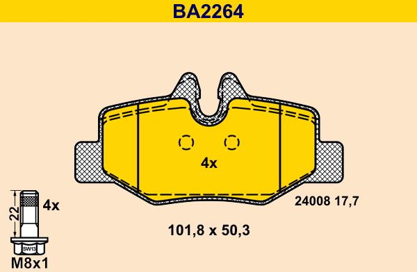 Barum BA2264 - Комплект спирачно феродо, дискови спирачки vvparts.bg