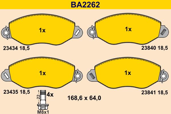 Barum BA2262 - Комплект спирачно феродо, дискови спирачки vvparts.bg