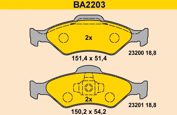 Barum BA2203 - Комплект спирачно феродо, дискови спирачки vvparts.bg