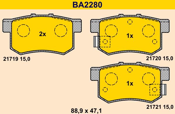 Barum BA2280 - Комплект спирачно феродо, дискови спирачки vvparts.bg