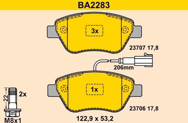 Barum BA2283 - Комплект спирачно феродо, дискови спирачки vvparts.bg