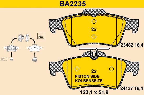 Barum BA2235 - Комплект спирачно феродо, дискови спирачки vvparts.bg