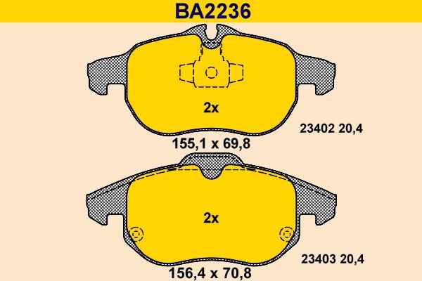 Barum BA2236 - Комплект спирачно феродо, дискови спирачки vvparts.bg