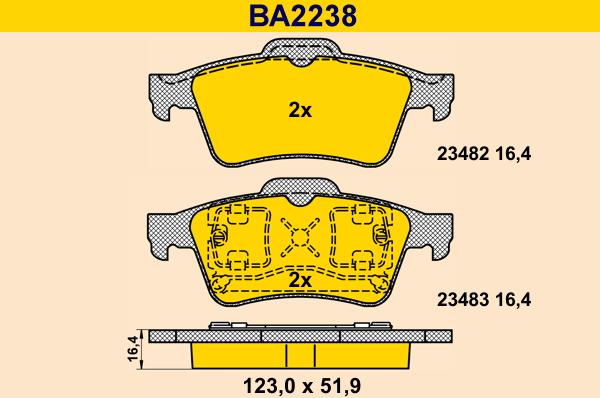 Barum BA2238 - Комплект спирачно феродо, дискови спирачки vvparts.bg