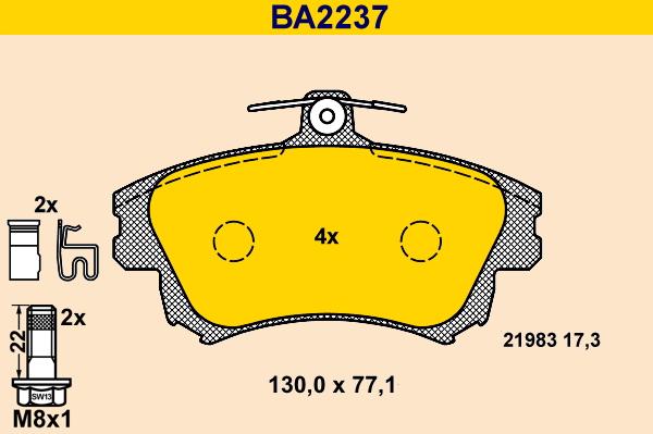 Barum BA2237 - Комплект спирачно феродо, дискови спирачки vvparts.bg