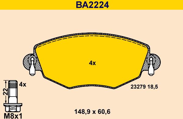 Barum BA2224 - Комплект спирачно феродо, дискови спирачки vvparts.bg