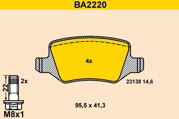 Barum BA2220 - Комплект спирачно феродо, дискови спирачки vvparts.bg