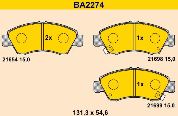 Barum BA2274 - Комплект спирачно феродо, дискови спирачки vvparts.bg