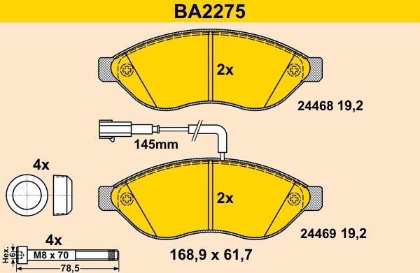 Barum BA2275 - Комплект спирачно феродо, дискови спирачки vvparts.bg