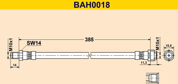 Barum BAH0018 - Спирачен маркуч vvparts.bg