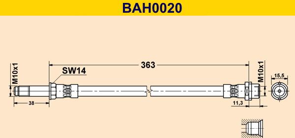 Barum BAH0020 - Спирачен маркуч vvparts.bg