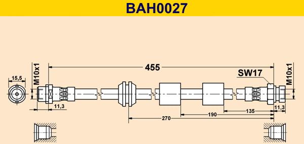 Barum BAH0027 - Спирачен маркуч vvparts.bg