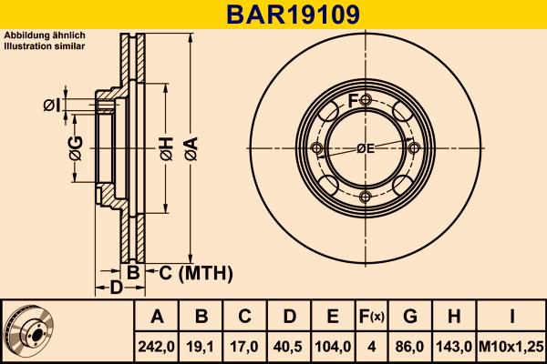 Barum BAR19109 - Спирачен диск vvparts.bg