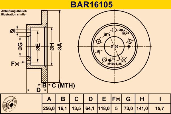 Barum BAR16105 - Спирачен диск vvparts.bg