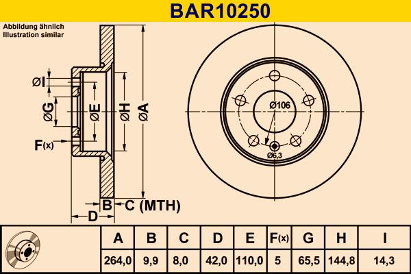 Barum BAR10250 - Спирачен диск vvparts.bg