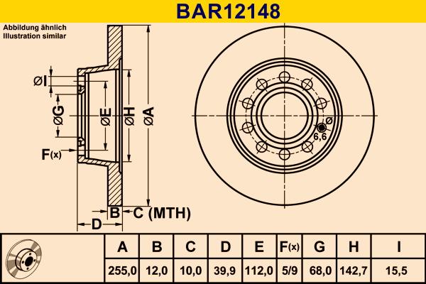 Barum BAR12148 - Спирачен диск vvparts.bg