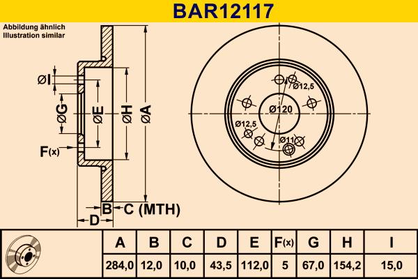 Barum BAR12117 - Спирачен диск vvparts.bg