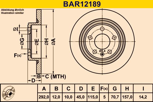 Barum BAR12189 - Спирачен диск vvparts.bg