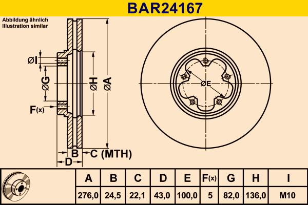 Barum BAR24167 - Спирачен диск vvparts.bg