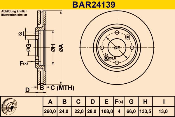Barum BAR24139 - Спирачен диск vvparts.bg