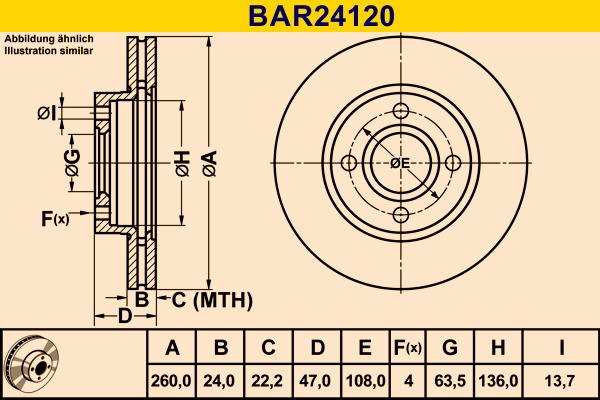 Barum BAR24120 - Спирачен диск vvparts.bg