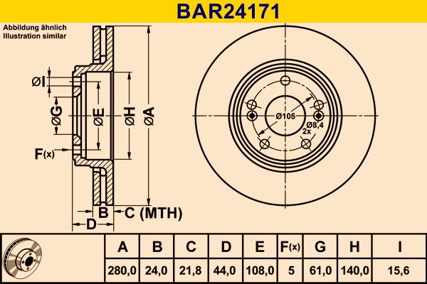 Barum BAR24171 - Спирачен диск vvparts.bg