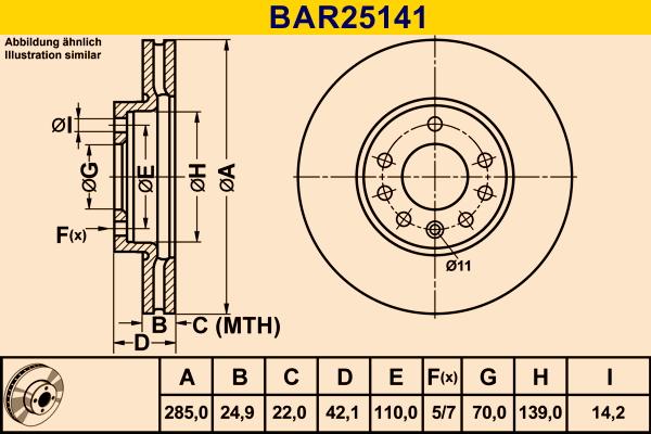 Barum BAR25141 - Спирачен диск vvparts.bg