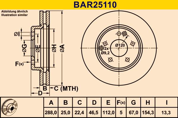 Barum BAR25110 - Спирачен диск vvparts.bg