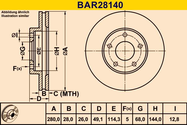 Barum BAR28140 - Спирачен диск vvparts.bg