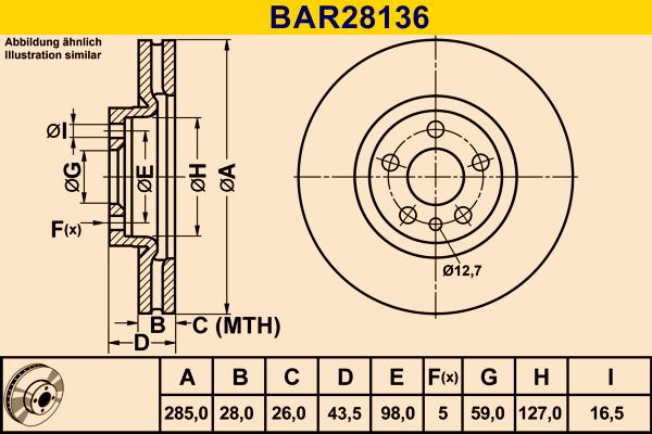 Barum BAR28136 - Спирачен диск vvparts.bg