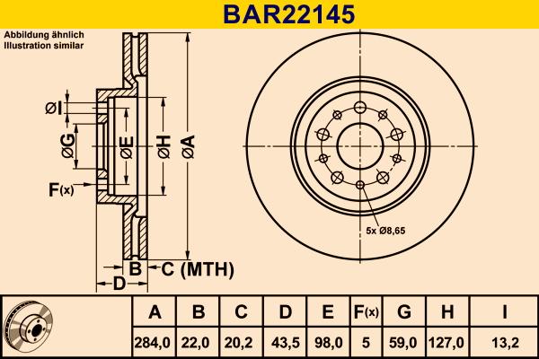 Barum BAR22145 - Спирачен диск vvparts.bg